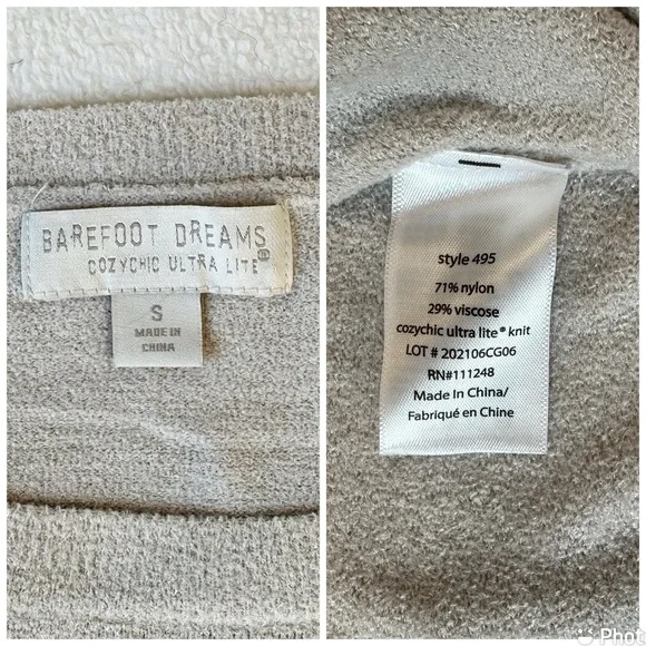 Barefoot Dreams Cozy Chic Ultralite Pullover Lounge Tie Hem Top in Stone, Small - Picture 16 of 16